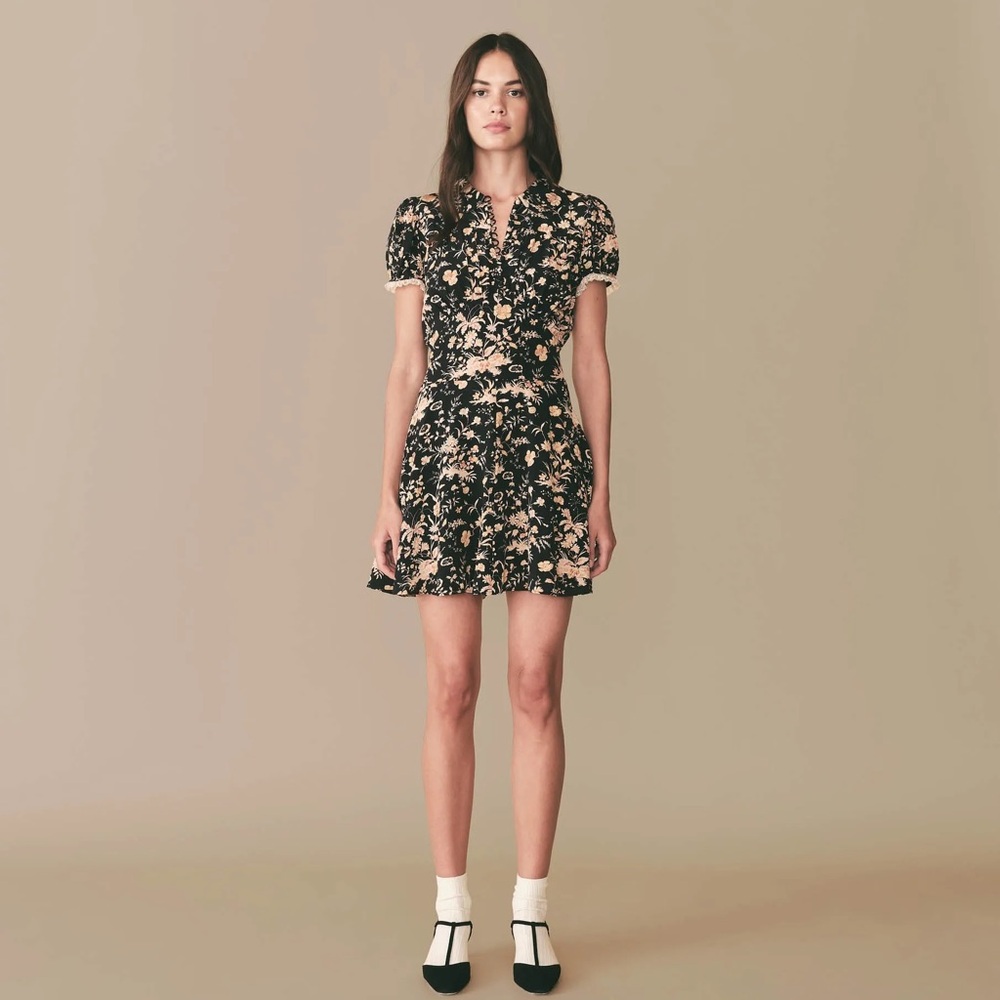 Doen Black and Cream Floral Dress